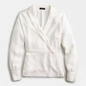 J.Crew Drapey Faux Wrap Top 365 Crepe Cream
